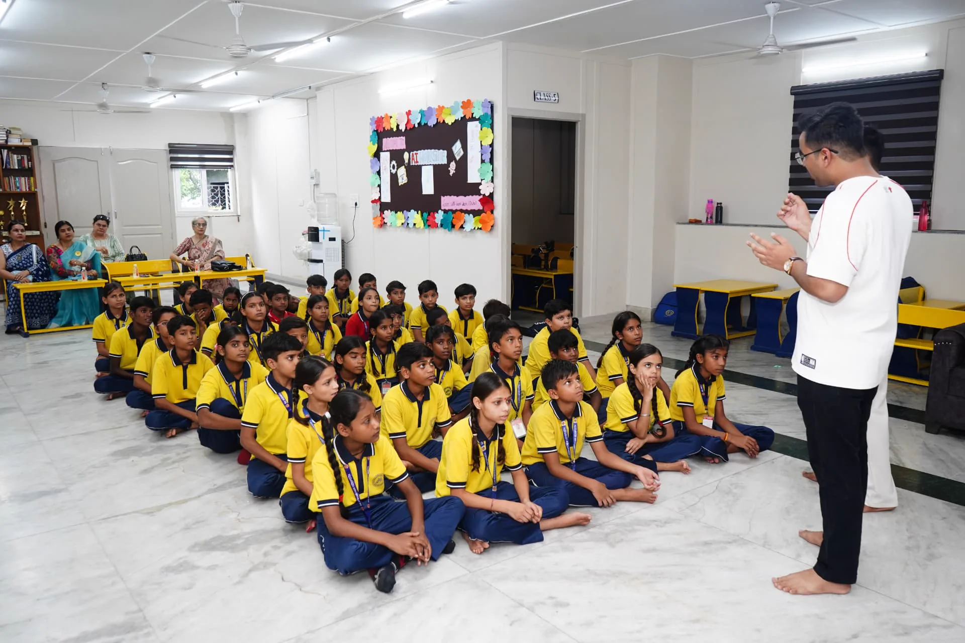 Students listening to a guest facilitator
