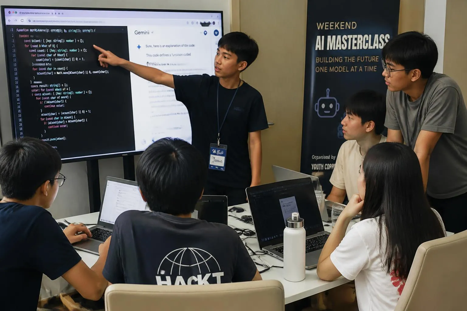 Students presenting and learning together in a live session